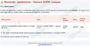 platforma instruire si testare GDPR